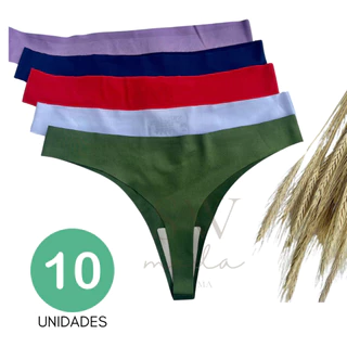 Kit 10 Calcinhas Fio Dental Sem Costura Com Corte a Laser Não Marca Kit 10 Calcinhas Fio Dental Sem Costura Com Corte a Laser Não Marca