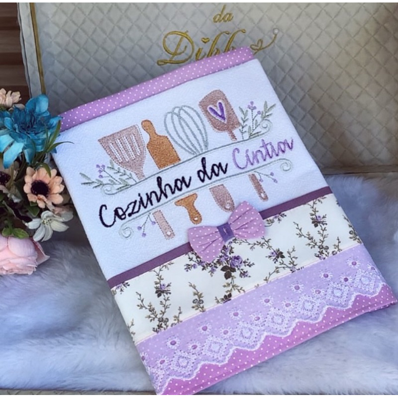 Pano de prato personalizado bordado