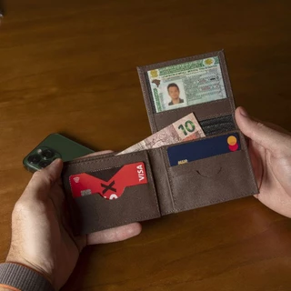 Carteira Masculina Couro Legitimo porta Cartão e Cedulas