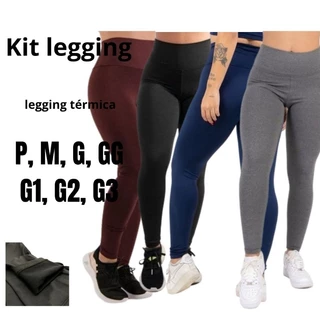 kit calça legging flanelada térmica Feupada para inverno costura reforçada cós alto outono inverno