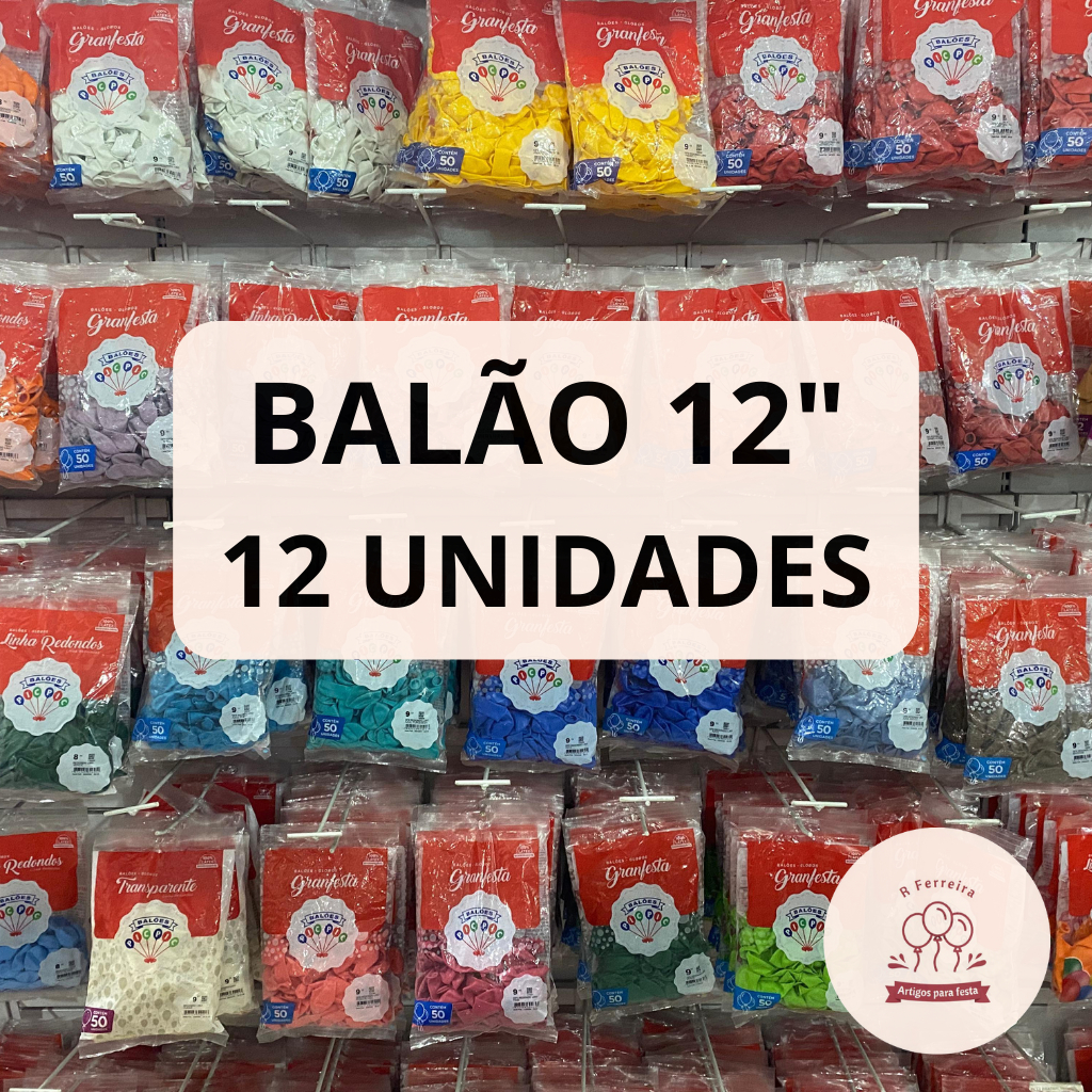 Balão Bexiga para Festa 12 polegadas 12 unidades Pic pic