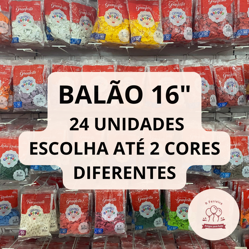 Kit Balão Bexiga para Festa 16 polegadas 24 unidades Pic Pic 2 Pacotes