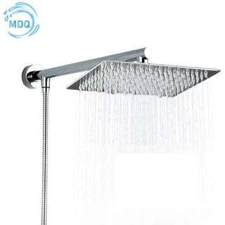 Ducha Chuveiro Banheiro Inox Com Braços E Mangueiras 25Cm Spray Para O Chuveiro Cromado Preto