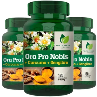 KIT 3 Ora Pro Nobis + Curcuma + Gengibre 500MG 120 Capsulas