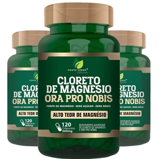 KIT 3 Cloreto de Magnesio + Ora Pro Nobis 120 capsulas 500mg