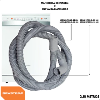 Mangueira Saída De Água Lava Louças Brastemp 2,10 metros Blf12a, Ble12a