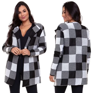 Cardigan Feminino Xadrez Trico Casaco Feminino Inverno Tricot Sobretudo Blusa de Frio Elegante