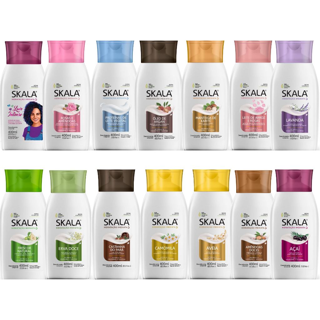 Kit 2 Hidratantes Corporal Skala 400ml Diversas Fragrâncias | Shopee Brasil