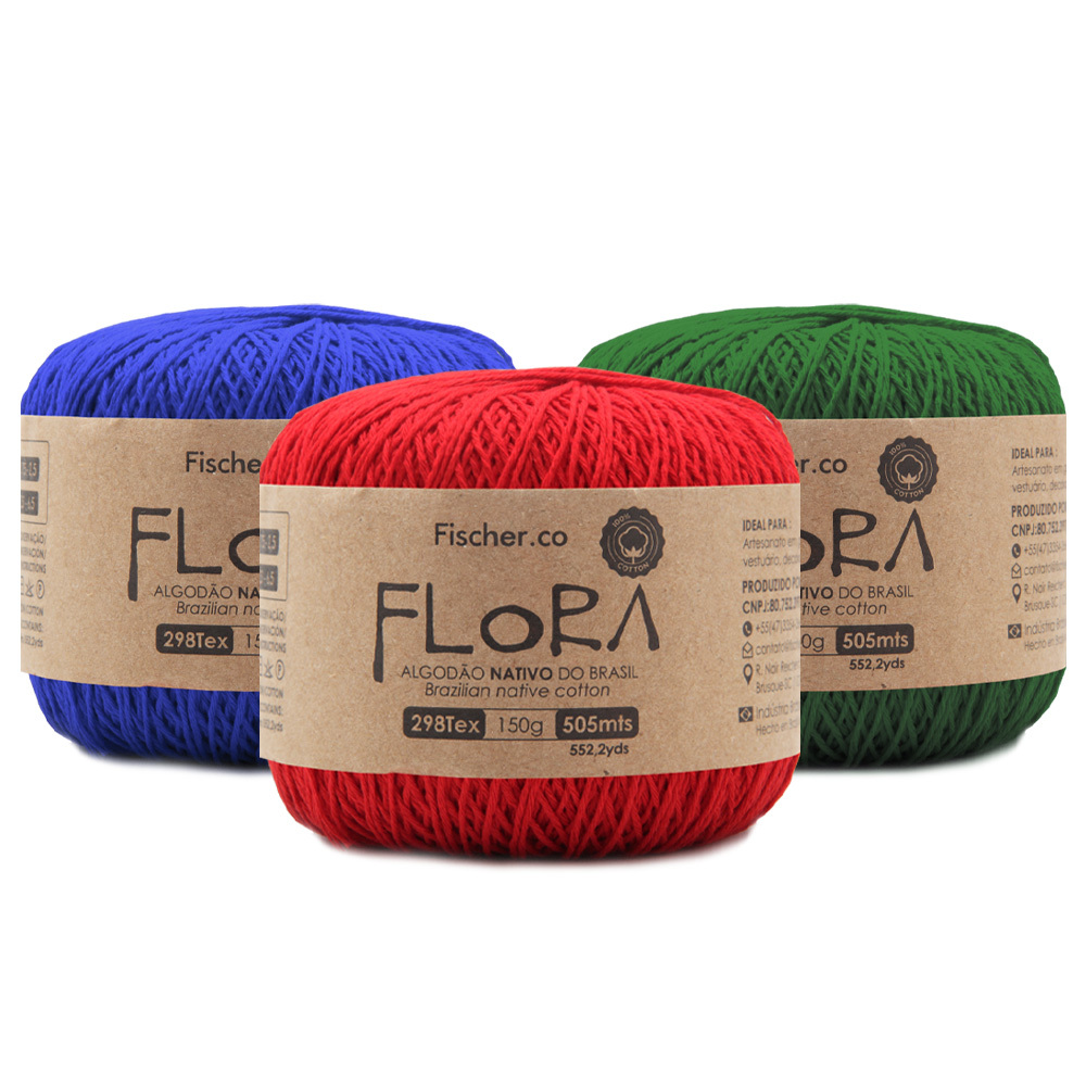 Fio Flora Fischer de Algodão 505mts TEX 298 Crochê e Tricô