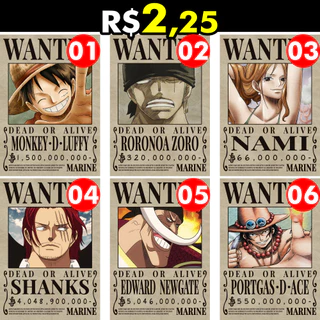 Kit 40 Placas One Piece Procurados Wanted Colletion - 10x15cm - Com Fita Dupla Face