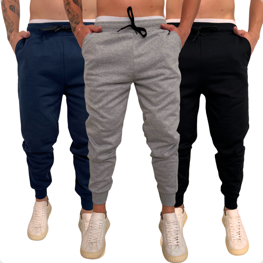 Kit 3 Calças Moletom Masculina Top Premium Academia.
