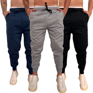 Kit 3 Calças Moletom Masculina Top Premium Academia.