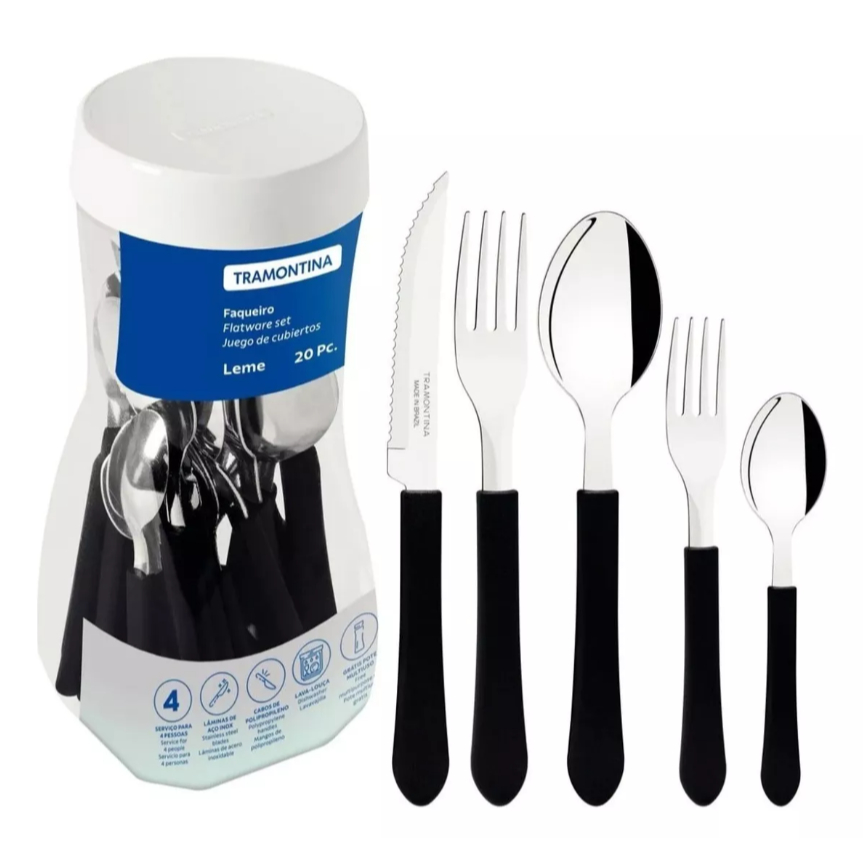 Faqueiro Inox 20 Peças Leme Tramontina em Aço Inox