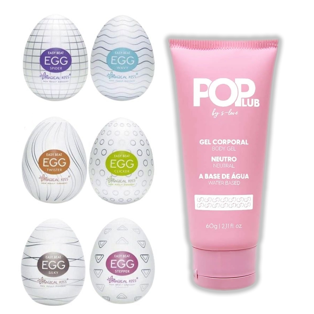 Mastubardor Masculino EGG Buceta de Borracha + Lubrificante Intimo SEX SHOP