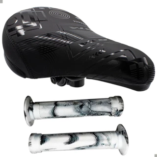 Banco Selim Gta Bmx Bicicleta Bike Macio Preto Confortável + Manopla Gios Bmx Freeride DH Punho Giosbr 150mm (CORES)