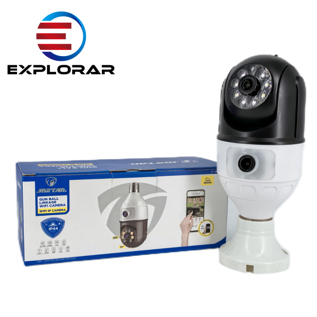 Câmera IP Wifi Dupla-lentes Lâmpada Giratória Full HD Visão Noturna Jortan JT-9696