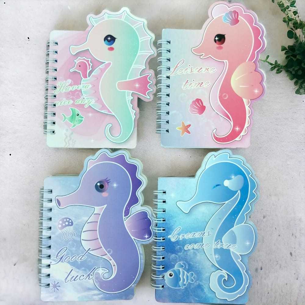 KIT 4 Caderneta Blocos de Notas Cavalo Marinho/ papelaria