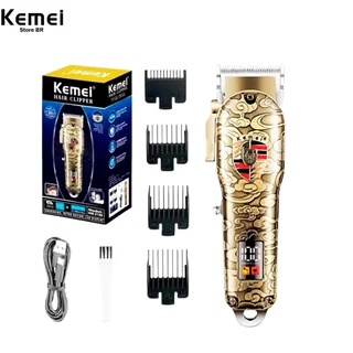 Aparador de corte sem fio para homens, profissional Hair Clipper, display LCD, Km-2130