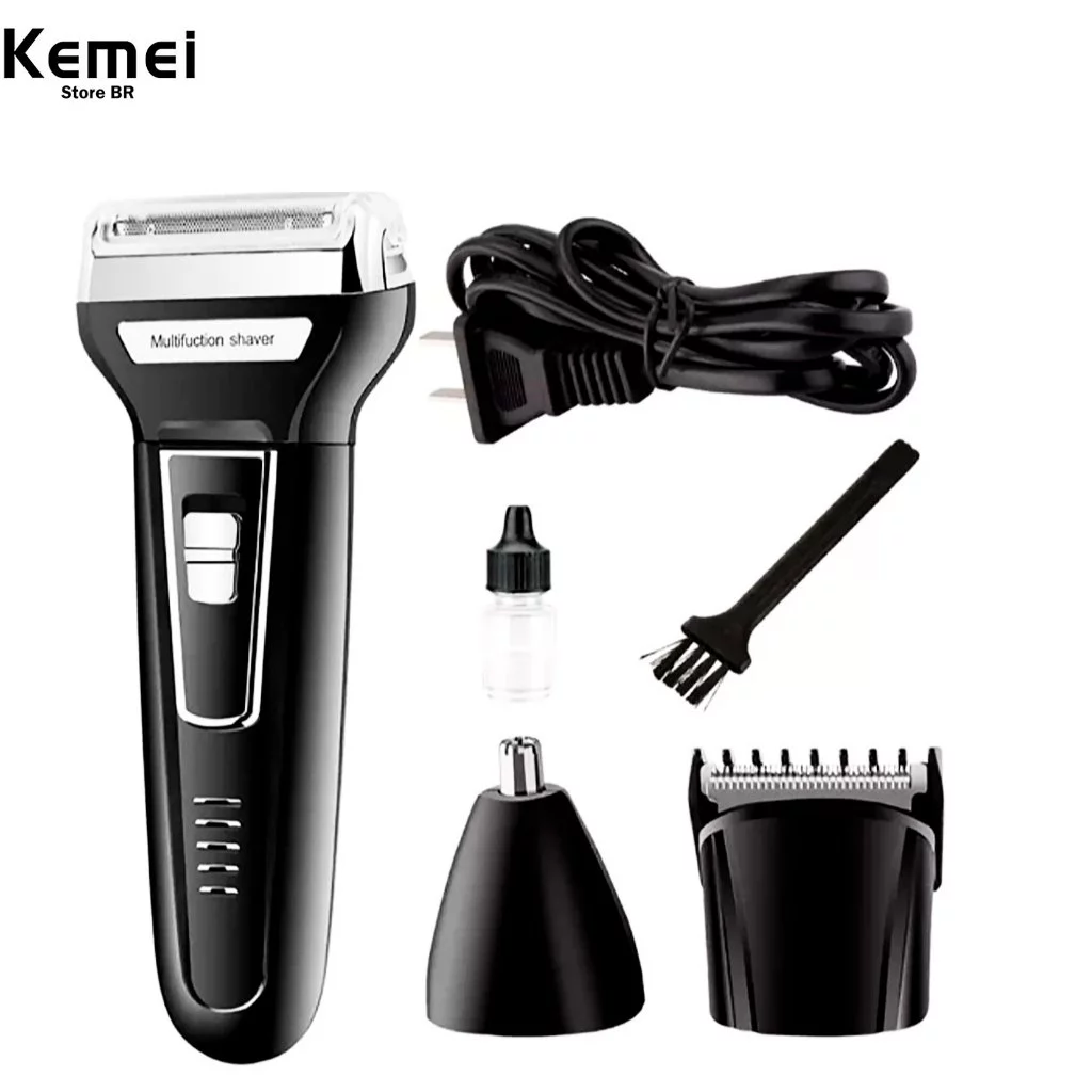 Aparador de Pelos Kemei Três em Um - Bivolt com Cabeças Especializadas Aparador de Pelos Kemei Três em Um - Bivolt com Cabeças Especializadas