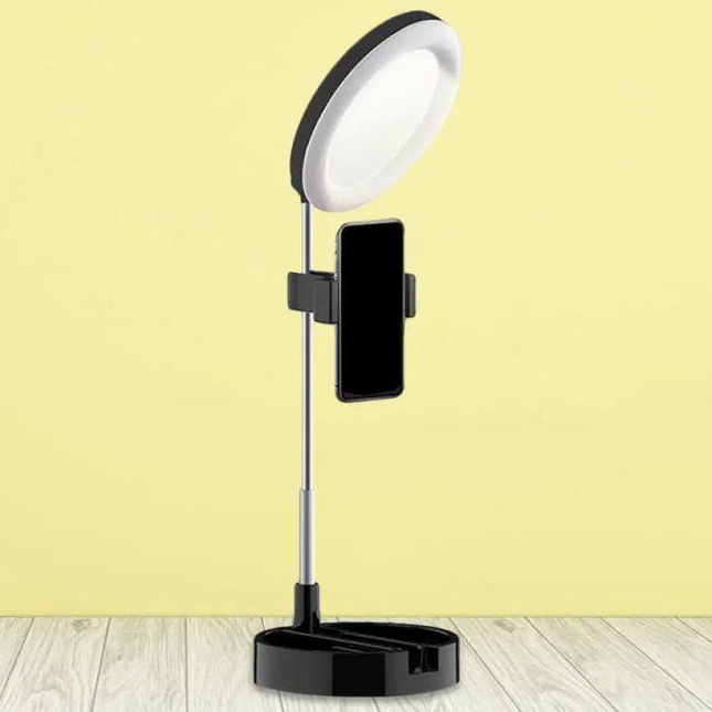 Espelho Luz Led Ring Light Mesa Maquiagem Portátil Celular