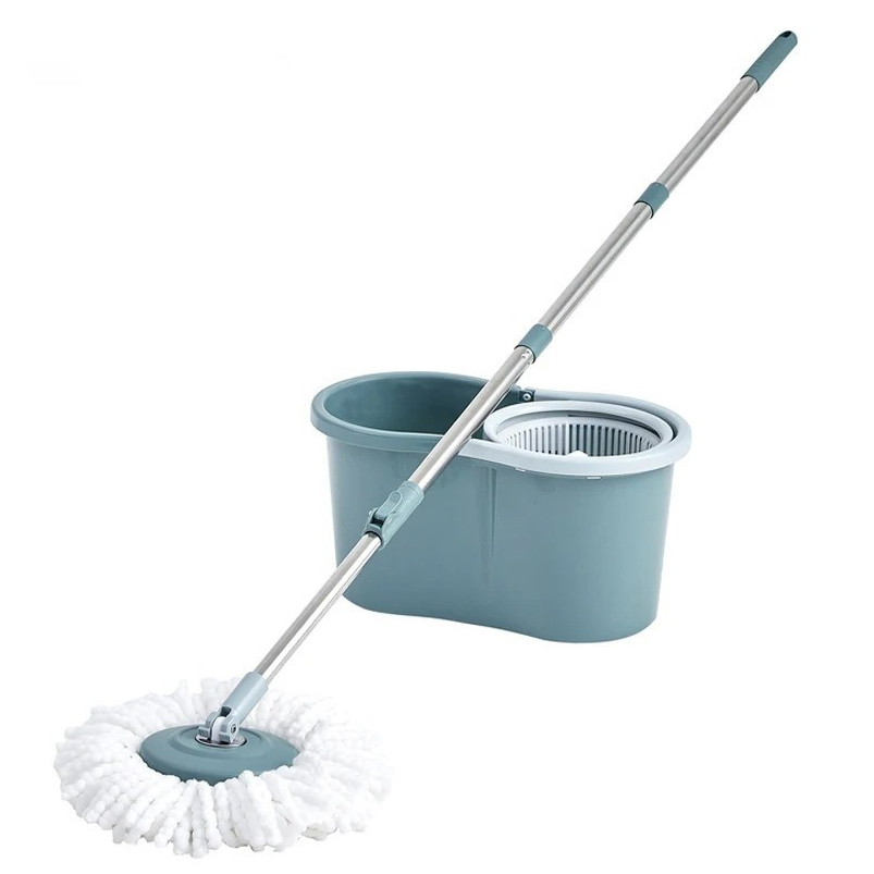 MOP Esfregão Limpeza Giratório 360° Inox Com Centrifuga 2 Refil de Microfibra