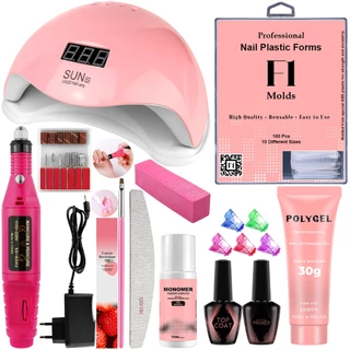 Kit De Unhas Polygel + Lixadeira Caneta + Caneta Oleo Hidratante De Cuticula + Cabine De Unha Estufa Led UV Sun 5 Manicure Profissional OFERTA