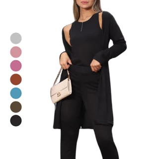 Conjunto Feminino Lanzinha Trio Cardigan Calça Blusinha