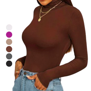 Blusa Manga Longa Segunda Pele Cacharrel Gola Alta Feminina