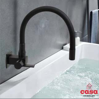 Torneira Cozinha Gourmet Preta Parede Flexível Square Color Tubo Silicone Full Black 4167 C70