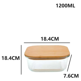Potes De Vidro 1200Ml 800Ml 520Ml Hermético Quadrado Para Mantimentos com Tampa Bambu Marmita em Oferta na Shopee