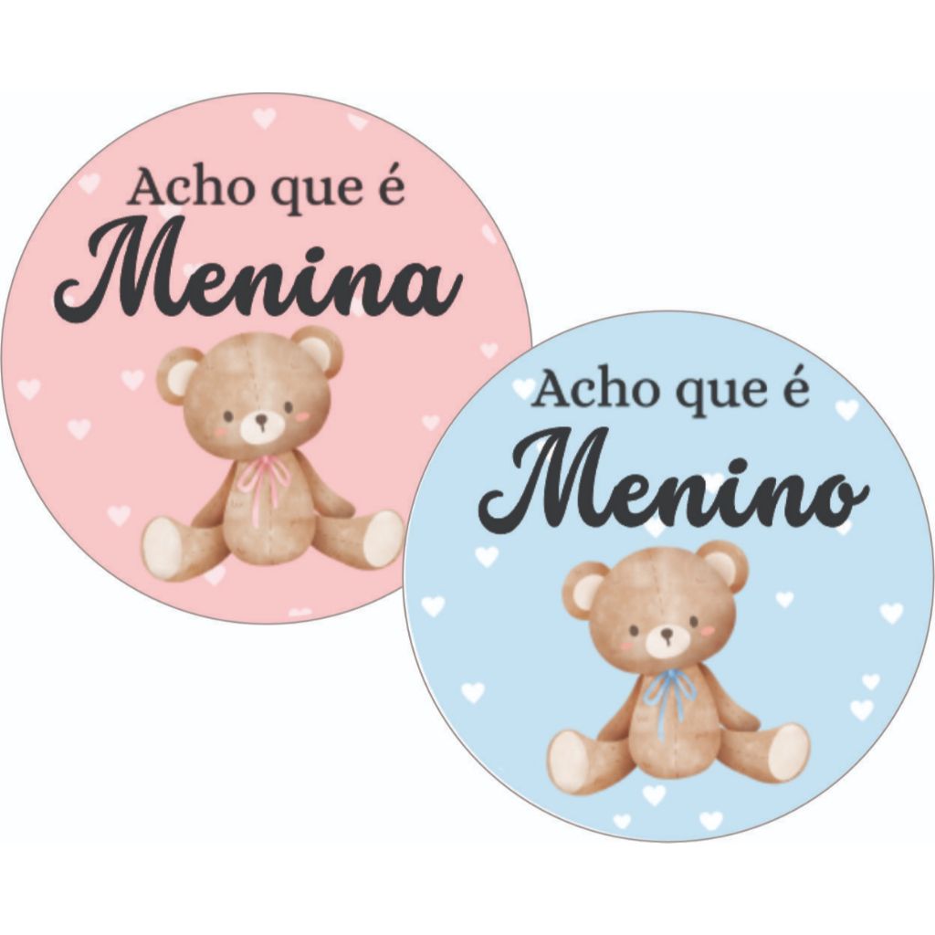 ADESIVO CHÁ REVELAÇÃO URSINHO ACHO É MENINO /MENINA | Shopee Brasil