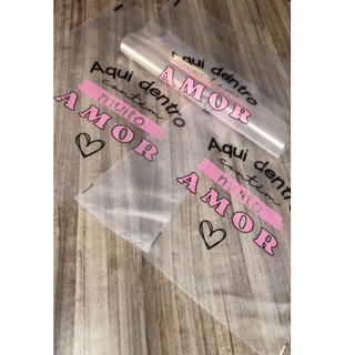 SACOLA BOCA DE PALHAÇO/ALÇA VAZADA 30X40 PERSONALIZADAS COM FRASE 50/100 unidades