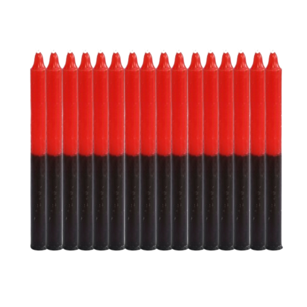 1 Kg Vela Palito Bicolor Vermelho/Preto 18cm 1000% Parafina