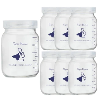 Kit com 7 Potes de Vidro para Armazenar Leite Materno 200ml Com Graduação em Oferta na Shopee