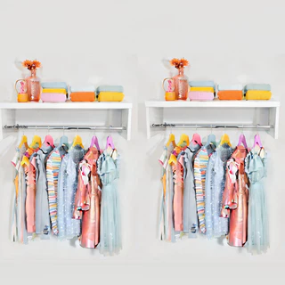 Oferta 2 Cabideiros Arara De parede Para Roupas Branco Closet 60 Cm