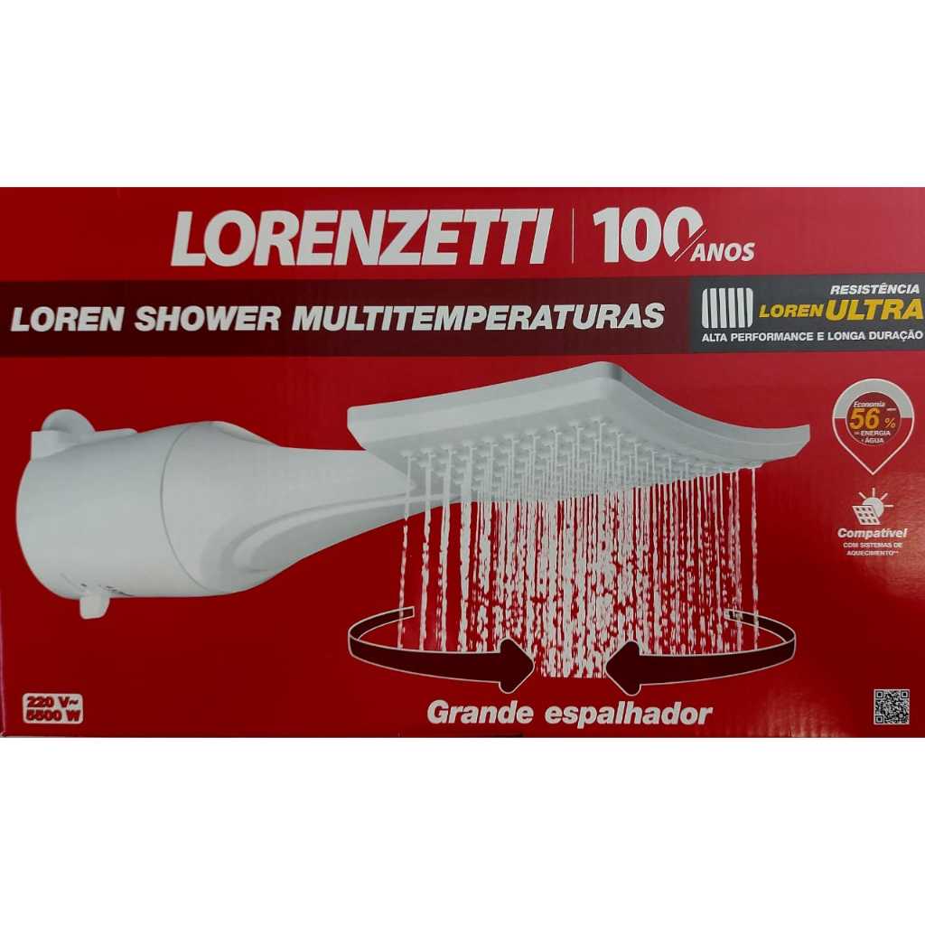 Chuveiro Loren Shower multitemperatura 5500w 220v Lorenzetti