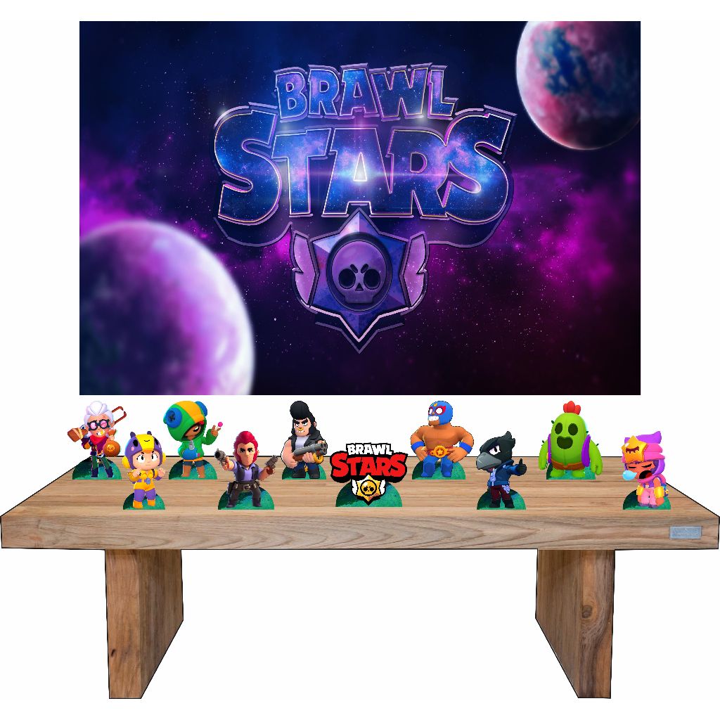 Kit Festa Brawl Stars - 8 Mesa + Painel Personalizado