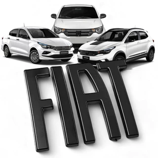 Emblema Letras Grade Dianteira Fiat Argo Cronos Mobi 2021 2022 2023 2024 Preto All Black Fosco Letreiro Logo Fiat Original Mopar