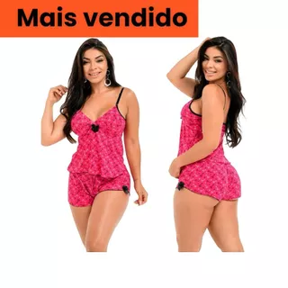 Kit 3 Pijamas Baby Doll Conjunto Para Dormir Feminino Qualidade Short Doll
