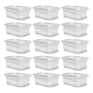 Kit 10 Potes Marmitas 400ml Transparente Com Travas Reutilizável Livre De BPA Resistente