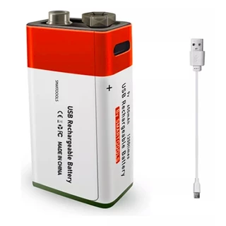 Pilhas Bateria Recarregável 9v 650mah Iigenai Tipo-C