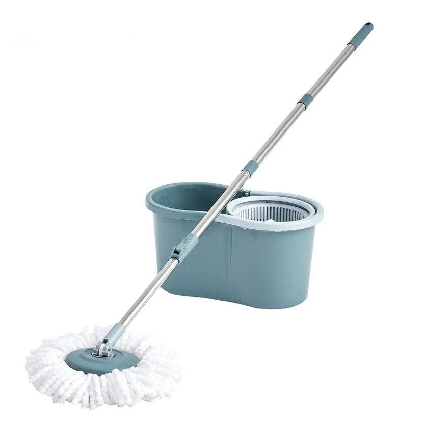 MOP Esfregão Limpeza Giratório 360° Inox Com Centrifuga 2 Refil de Microfibra