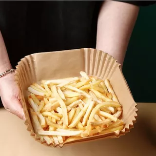 Forma Descartável para Airfryer Tamanho Grande de Papel Quadrada Antiaderente 100un Cesto Forro