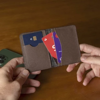 porta cartão masculino de couro legitimo carteira pequena Direto da Fabrica