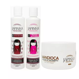 Japinha Progressiva 300 + Shampoo Limpeza 300+mascara Mandioca300g