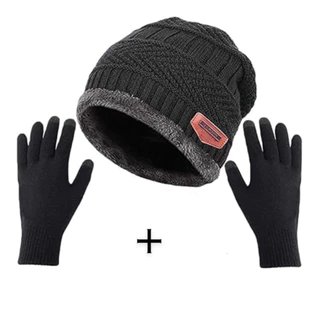 kit Touca de Lã Peluda + Luva Unisex Adulto Toucas Frio Inverno Juvenil