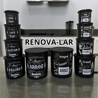 KIT MANTIMENTOS 5 PEÇAS DECORADO SONHOS E INTEGRAL PRETO