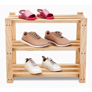 Sapateira Banco para Hall de Entrada em Madeira de Pinus com 3 Andar Prateleiras