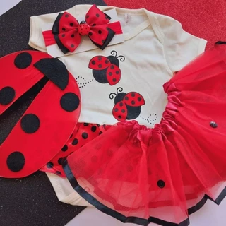 Body Joaninha Tule E Tiara Bebe Mesversário - Personagem/fantasia Infantil