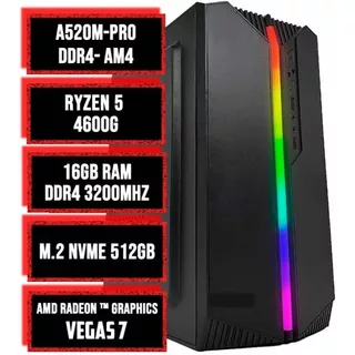 PC GAMER LIDER RYZEN 5 4600G, 16GB DDR4, NVME 512GB, AMD RADEON™ GRAPHICS VEGAS 7